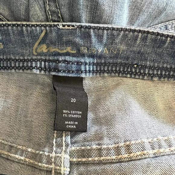 Lane Bryant Straight Leg Distressed Jeans Plus Size 20 Holes Rips Frayed Stretch - Picture 7 of 8